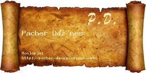 Pacher Dénes névjegykártya