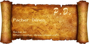 Pacher Dénes névjegykártya